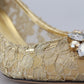 Radiant Gold Lace Crystals Heels