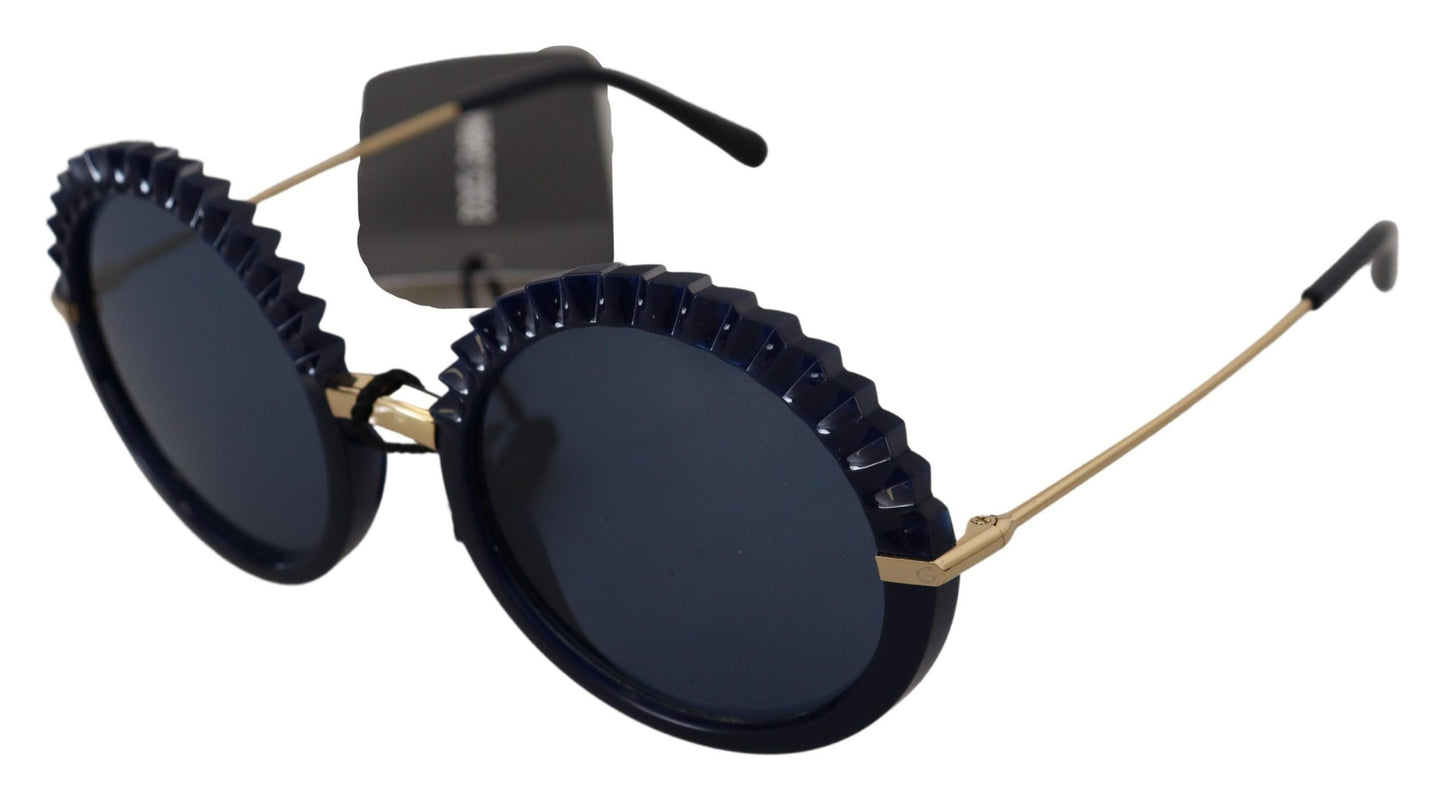 Elegant Navy-Gold Round Sunglasses