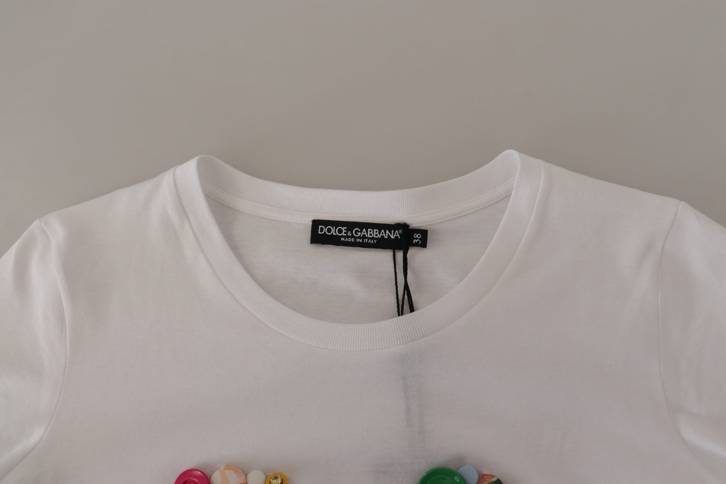 Elegant Short Sleeve Cotton Top with DG Button Detail