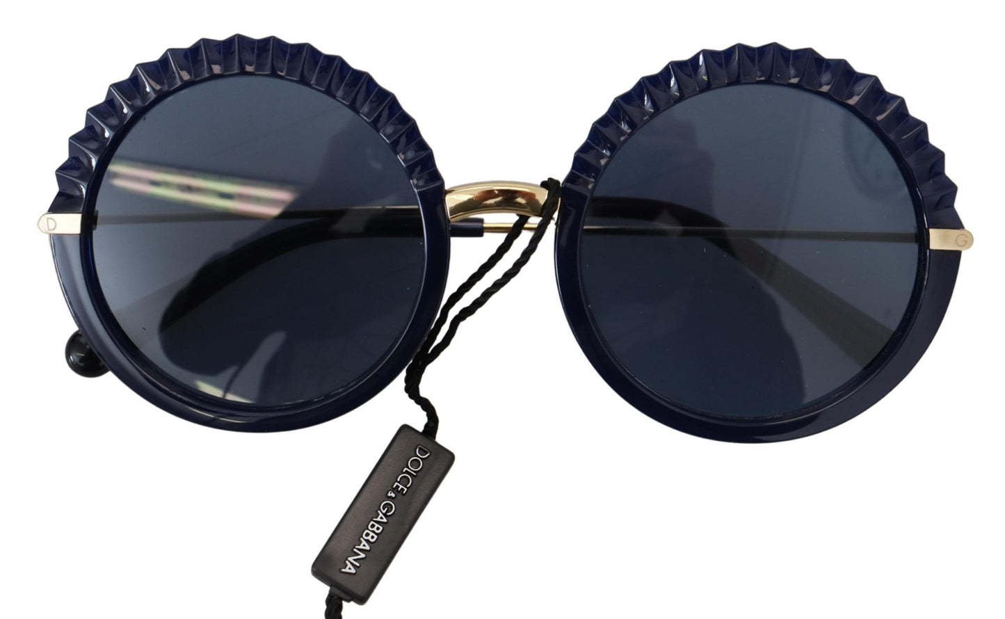 Elegant Navy-Gold Round Sunglasses