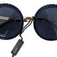 Elegant Navy-Gold Round Sunglasses