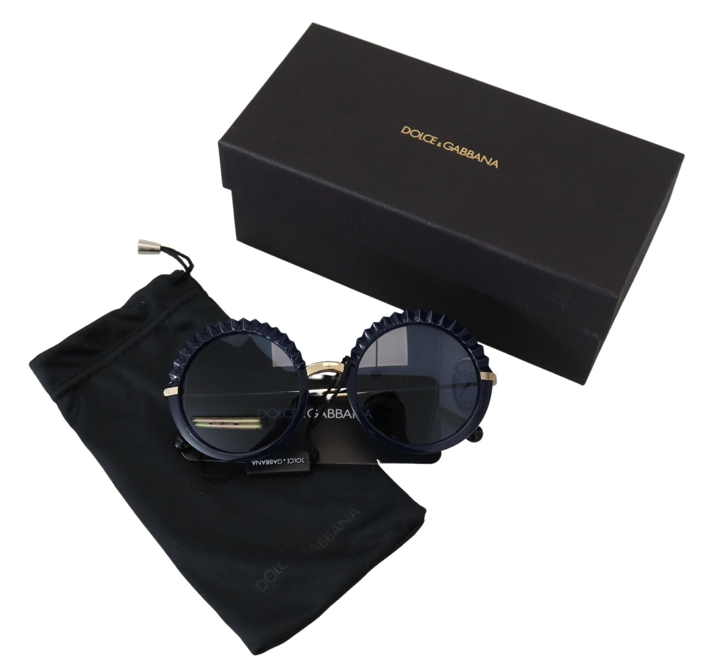 Elegant Navy-Gold Round Sunglasses