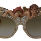 Elegant Gold Frame Women's Sunglasses with Crystals