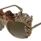 Elegant Gold Frame Women's Sunglasses with Crystals