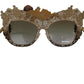 Elegant Gold Frame Women's Sunglasses with Crystals