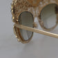 Elegant Gold Frame Women's Sunglasses with Crystals