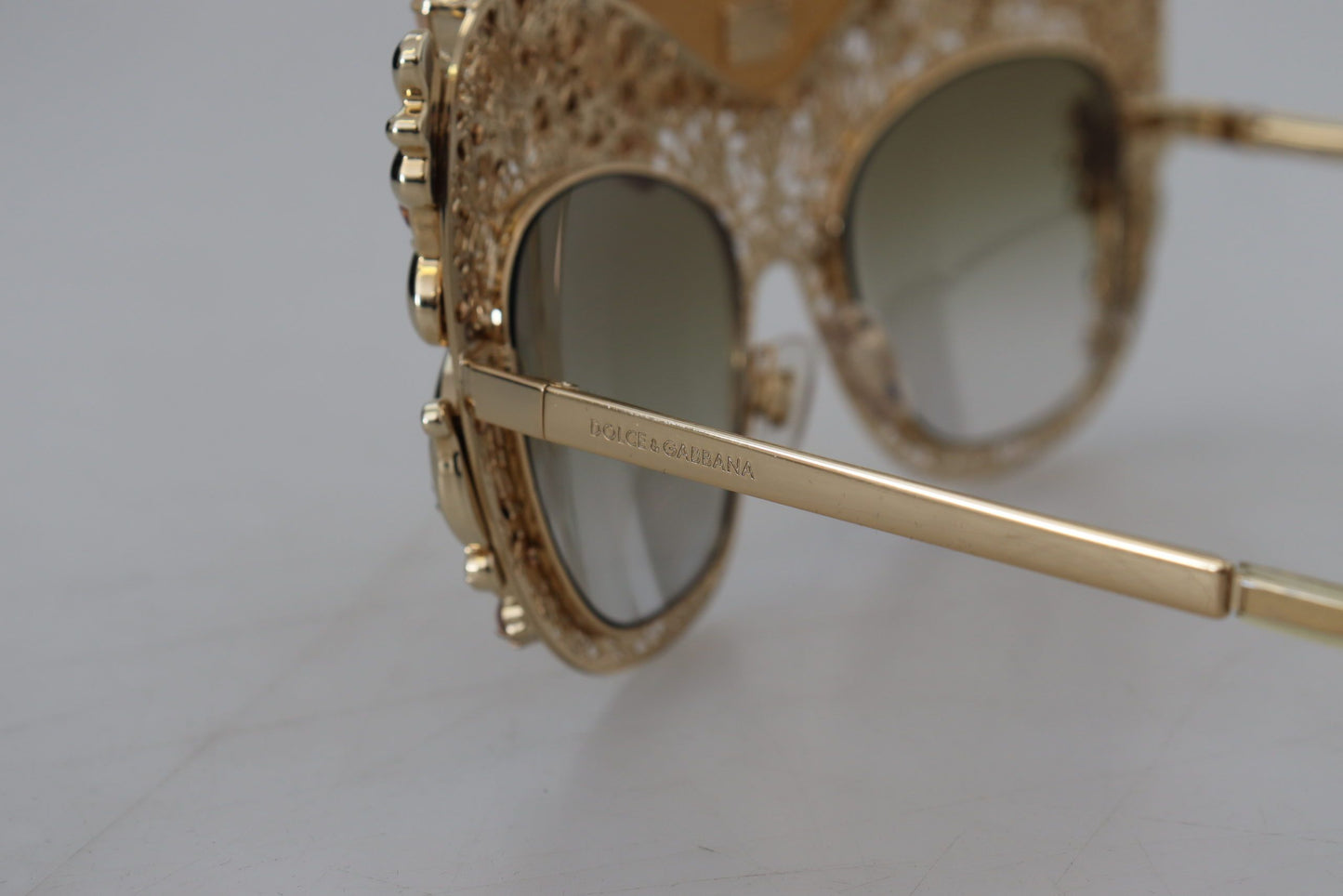 Elegant Gold Frame Women's Sunglasses with Crystals