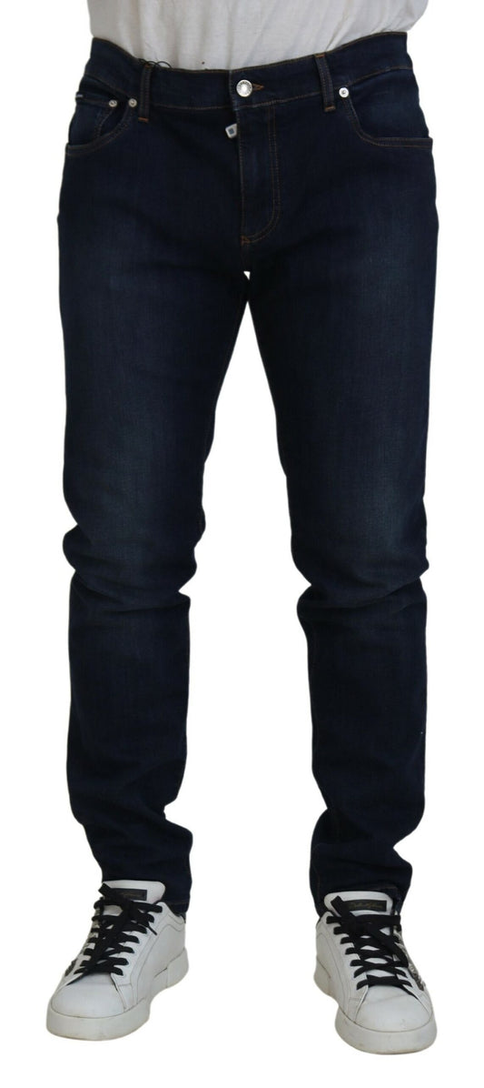 Dark Blue Cotton Stretch Skinny Denim Jeans