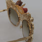 Elegant Gold Frame Women's Sunglasses with Crystals