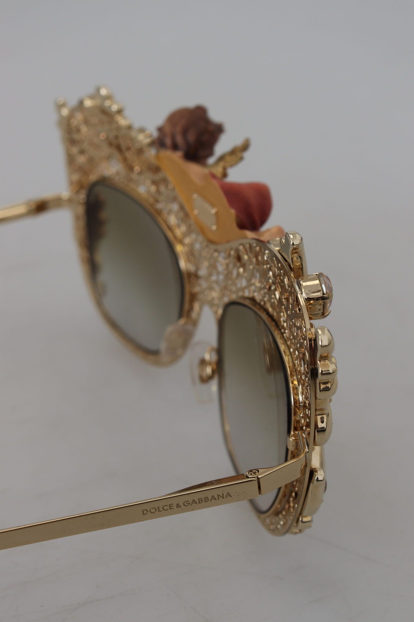 Elegant Gold Frame Women's Sunglasses with Crystals