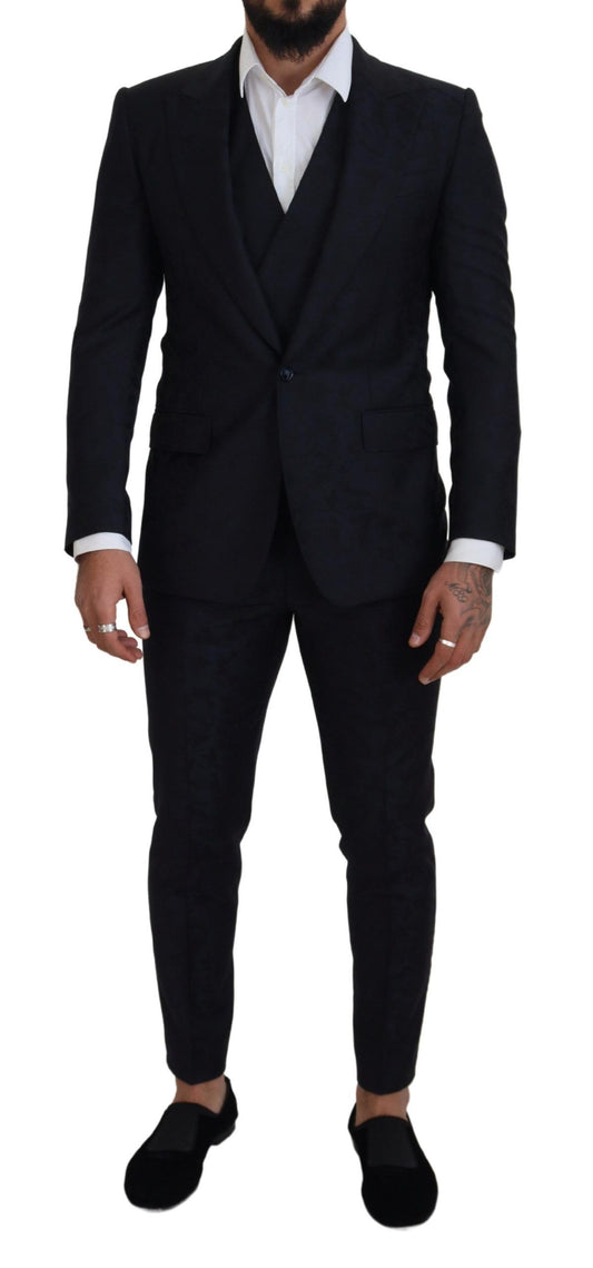 Elegant Slim Fit Three Piece Wool Suit