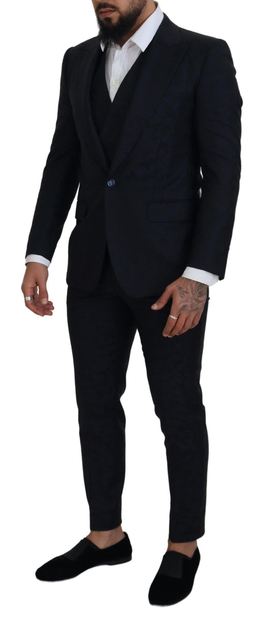 Elegant Slim Fit Three Piece Wool Suit