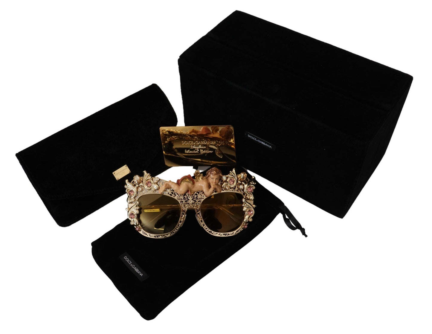 Elegant Gold Frame Women's Sunglasses with Crystals