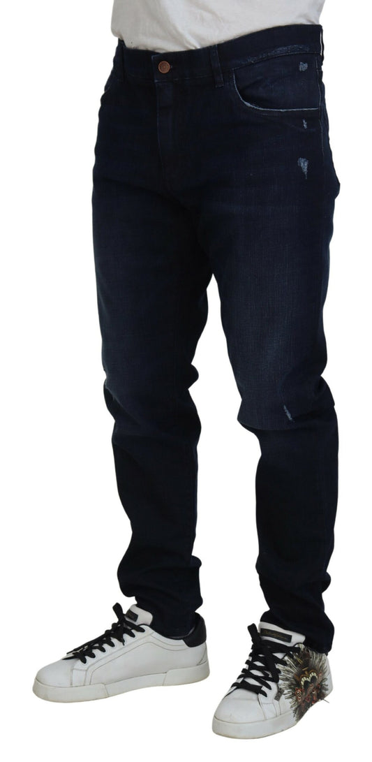 Dark Blue Cotton Stretch Skinny Denim Jeans