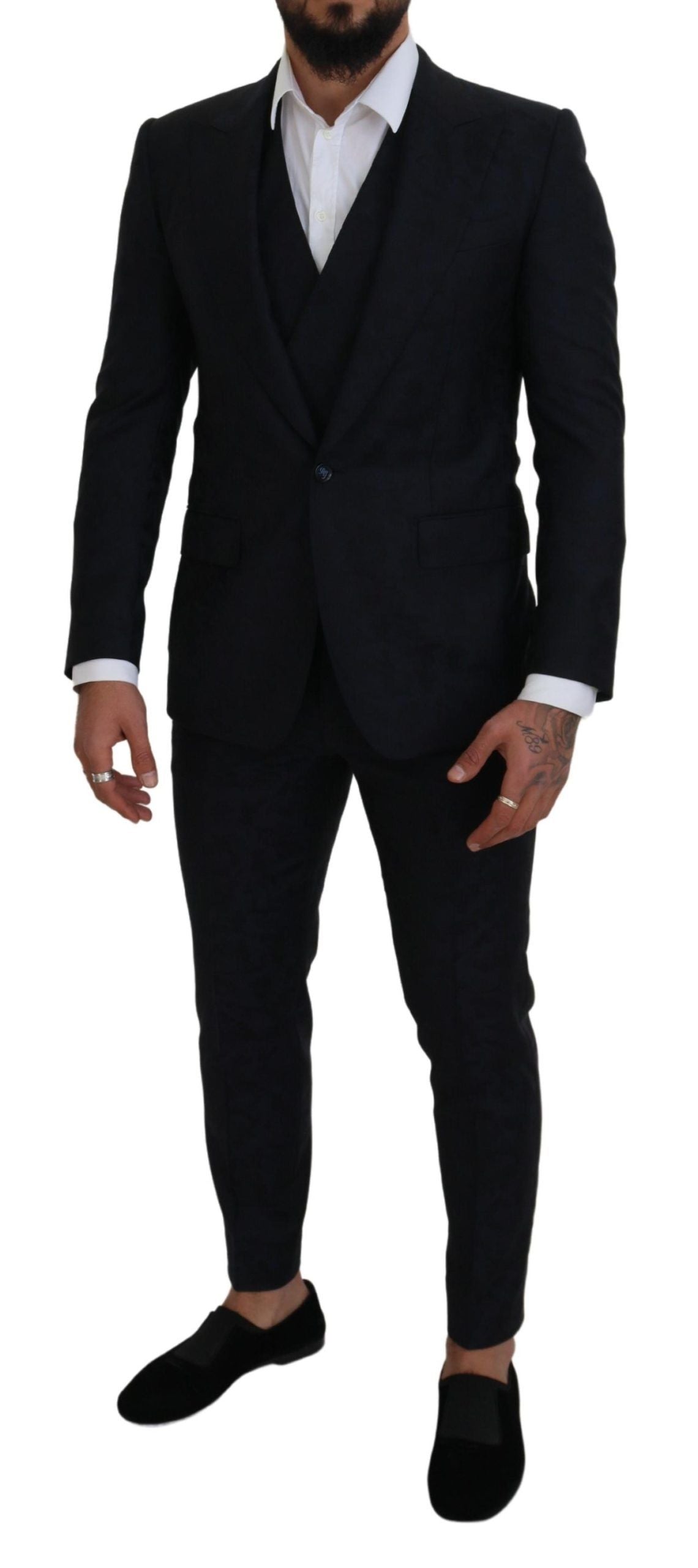 Elegant Slim Fit Three Piece Wool Suit