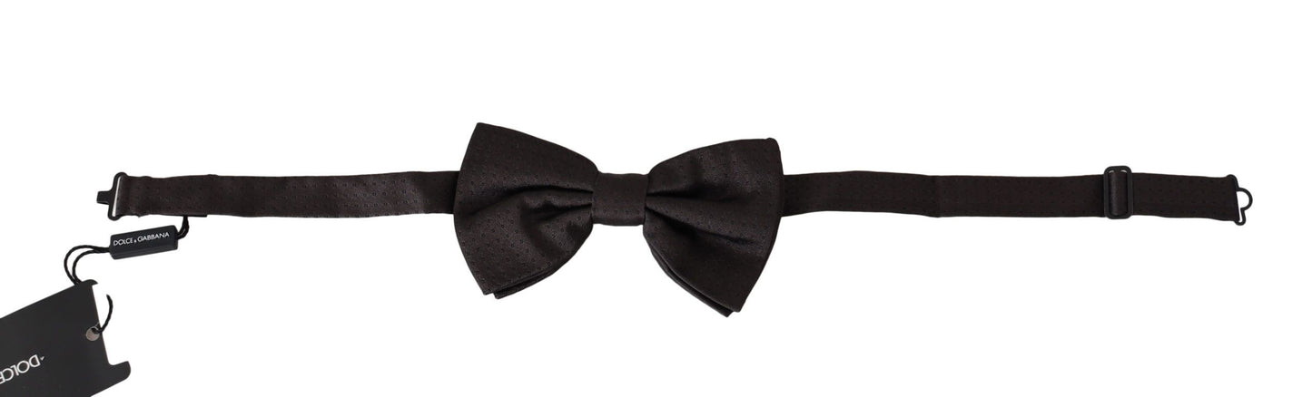 Elegant Silk Brown Dot Bow Tie