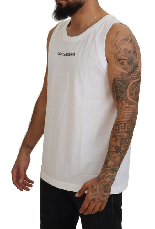 Elegant Sleeveless Logo Tank in Pure White