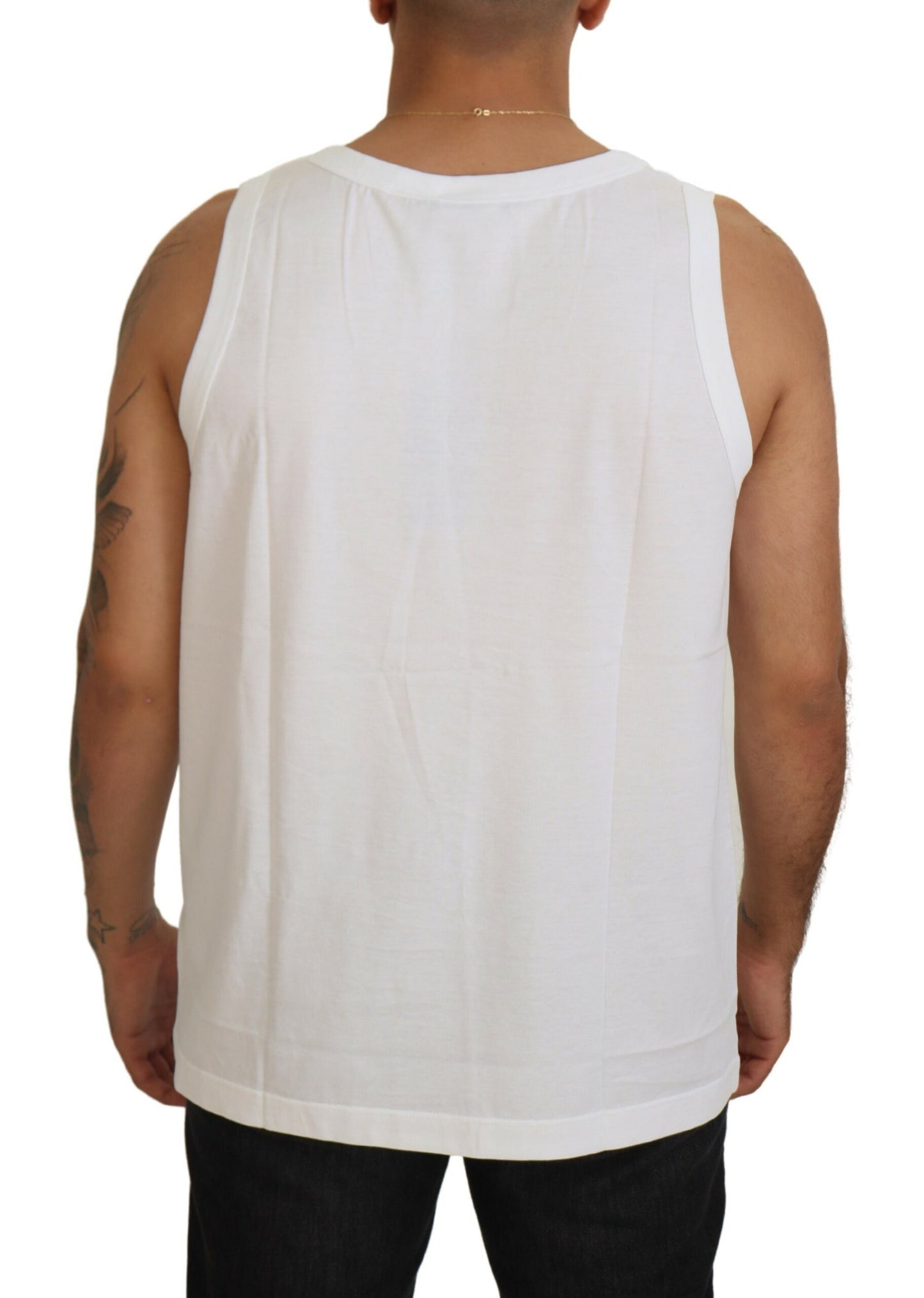 Elegant Sleeveless Logo Tank in Pure White