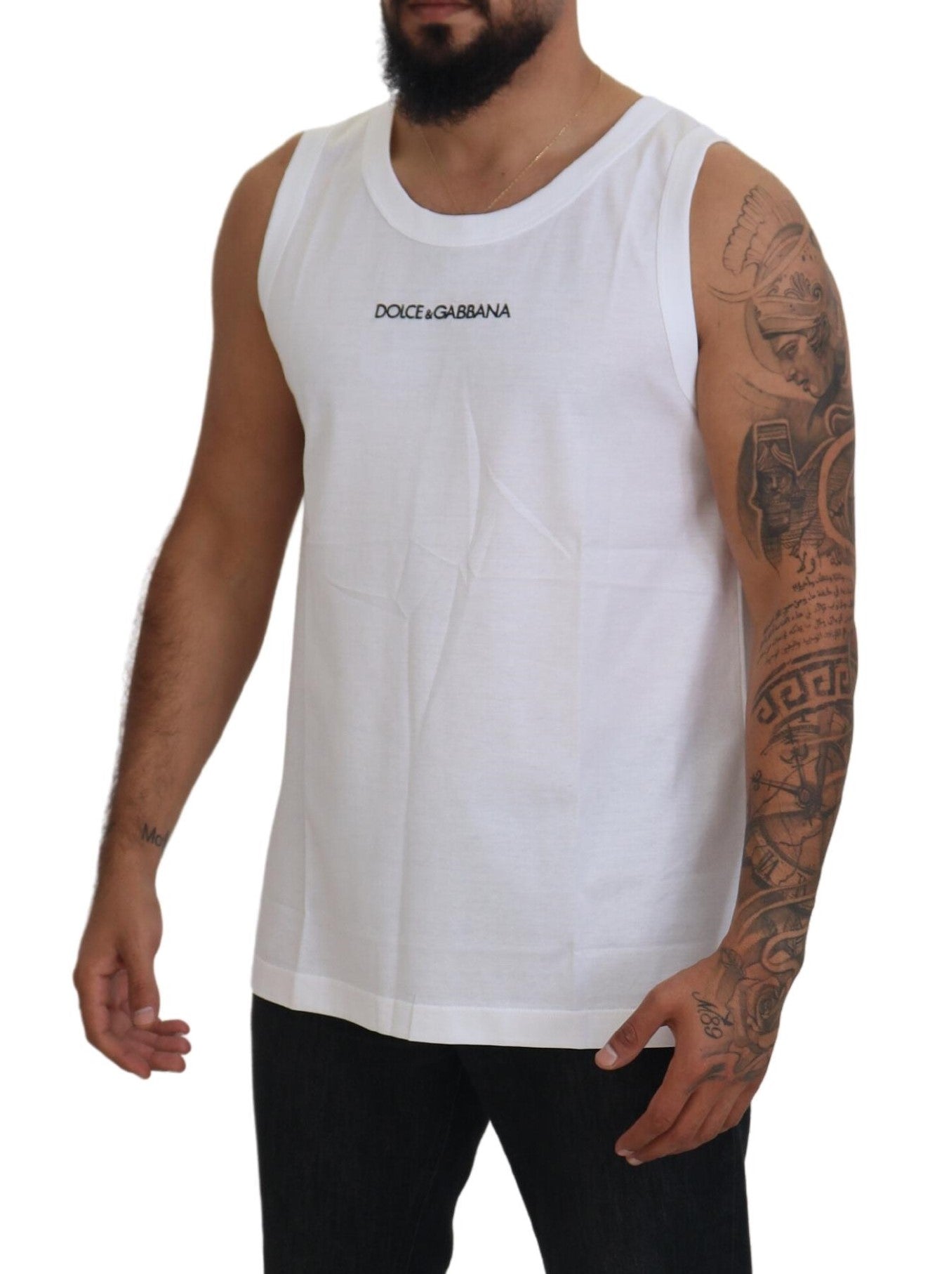 Elegant Sleeveless Logo Tank in Pure White