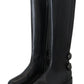 Elegant Black Calfskin Biker Booties