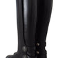 Elegant Black Calfskin Biker Booties