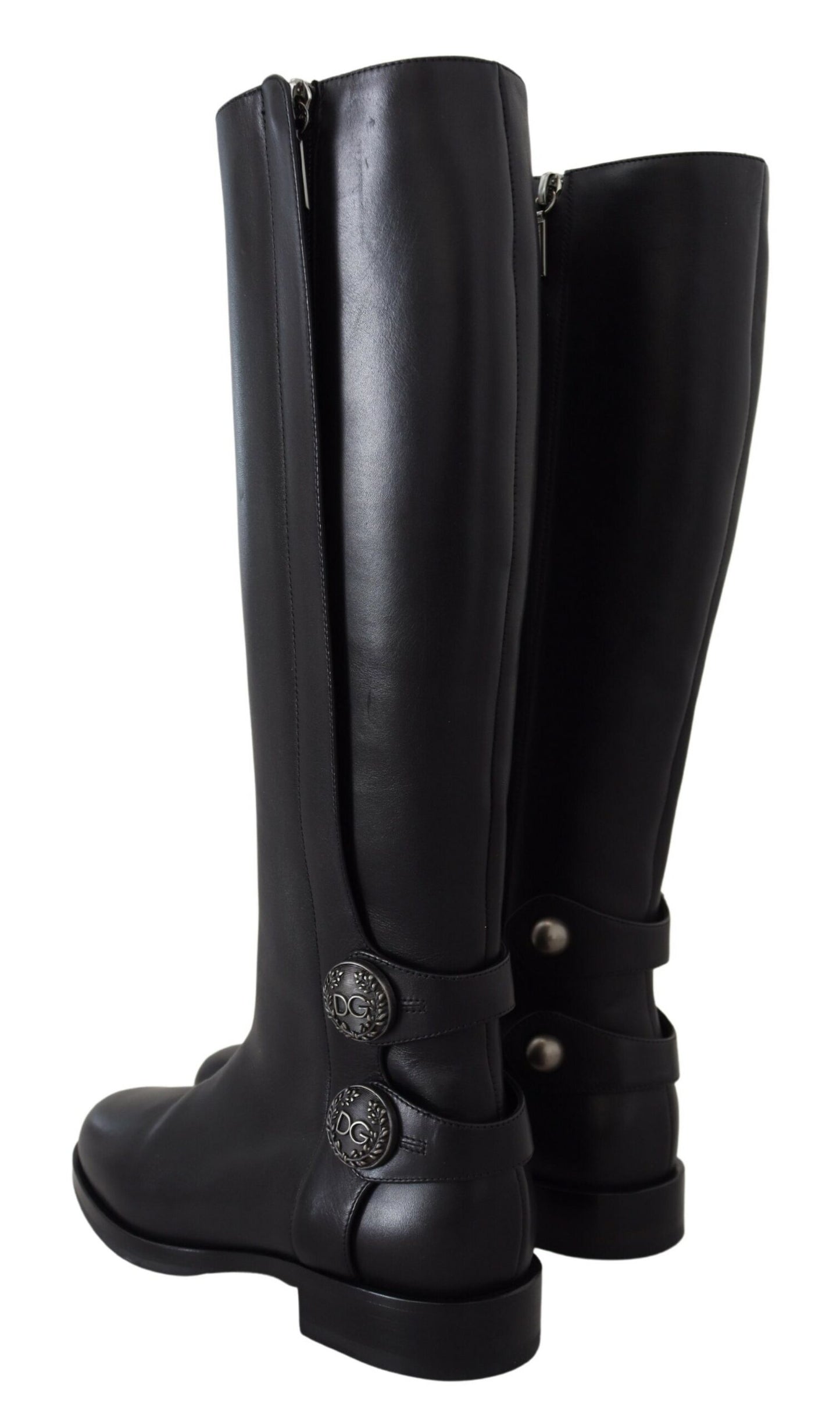 Elegant Black Calfskin Biker Booties