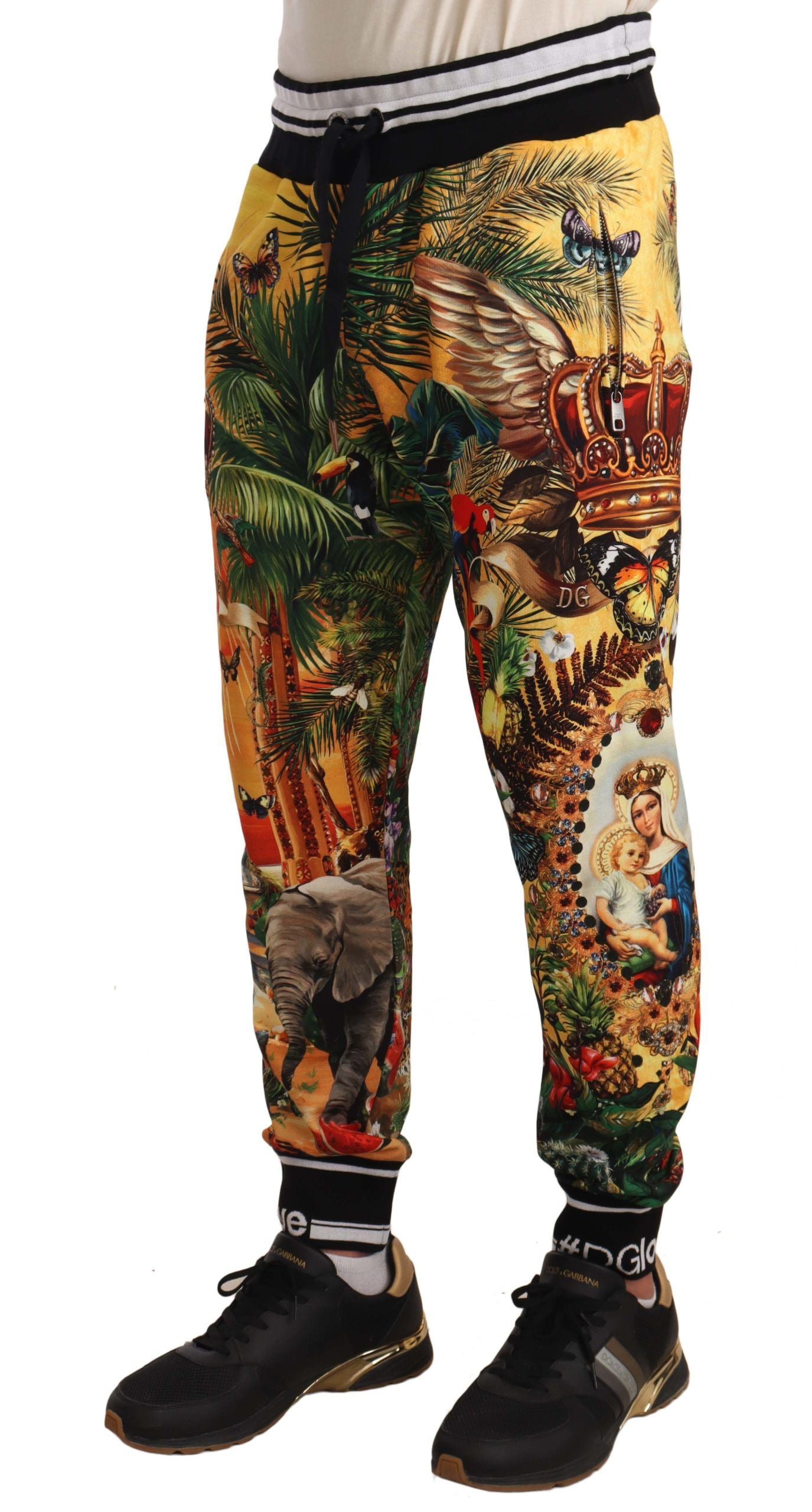 Tropical King Motif Cotton Joggers