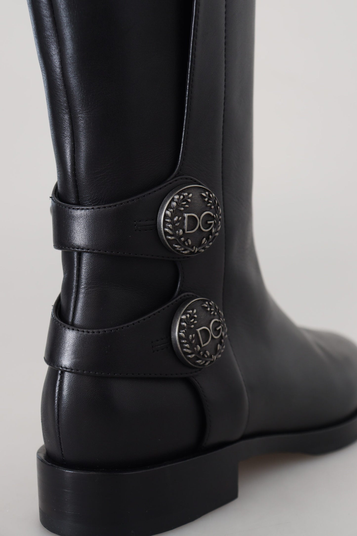 Elegant Black Calfskin Biker Booties