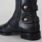 Elegant Black Calfskin Biker Booties