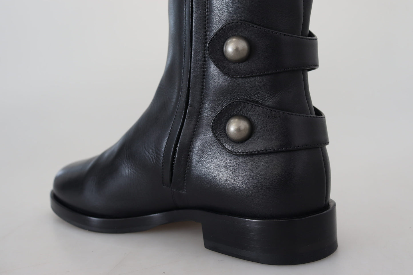 Elegant Black Calfskin Biker Booties