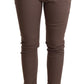 Brown Mid Waist Cropped Skinny Stretch Trouser