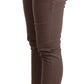 Brown Mid Waist Cropped Skinny Stretch Trouser