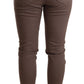 Brown Mid Waist Cropped Skinny Stretch Trouser