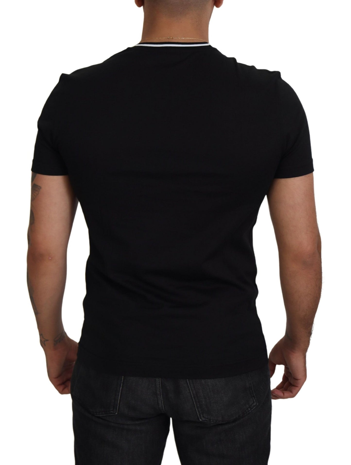 Elegant Black Crew Neck Tee with Logo