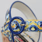 Majolica Print Ankle Strap Wedge Sandals