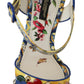 Majolica Print Ankle Strap Wedge Sandals