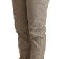 Beige Mid Waist Casual Baggy Stretch Trouser