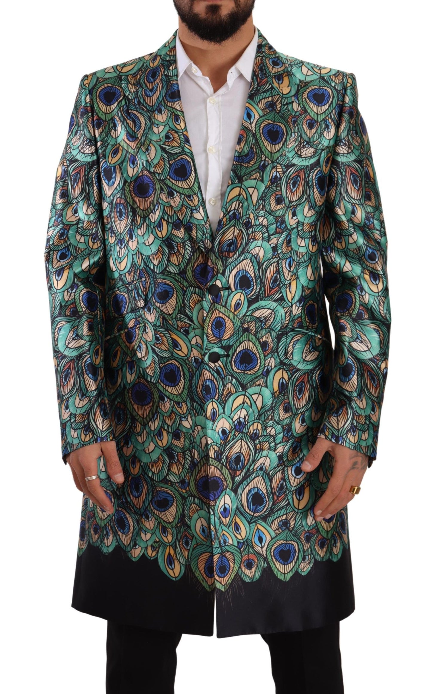 Elegant Multicolor Silk Overcoat Jacket