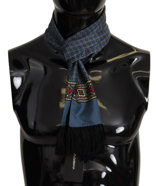 Elegant Silk Men's Scarf in Blue