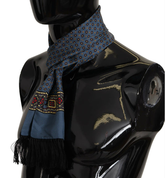 Elegant Silk Men's Scarf in Blue