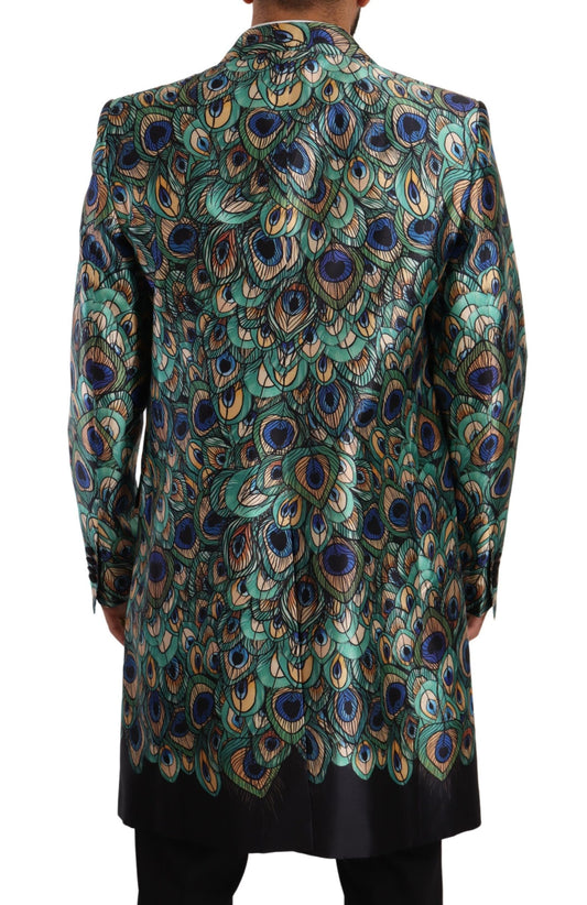 Elegant Multicolor Silk Overcoat Jacket