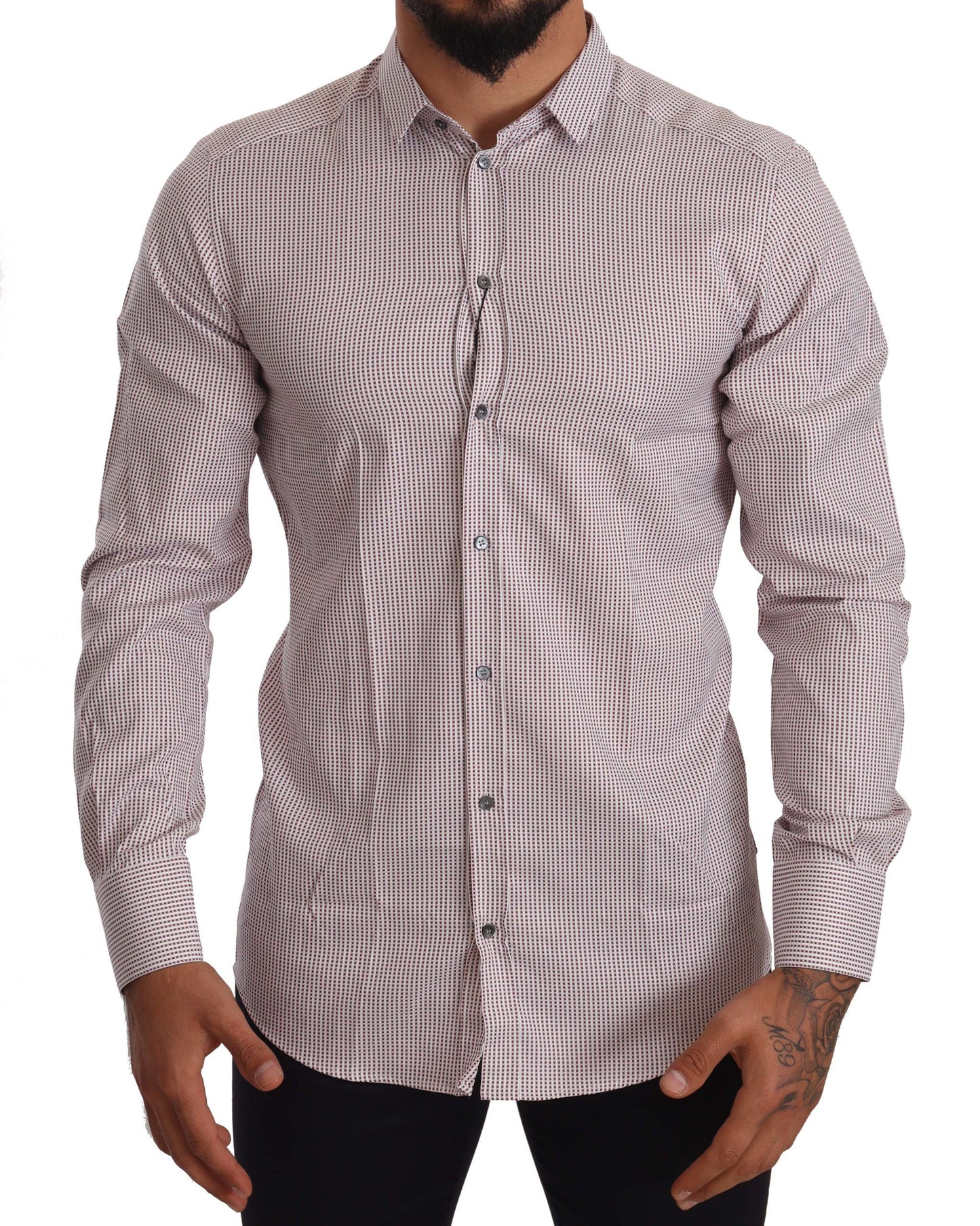 Elegant Slim Fit Red Cotton Dress Shirt