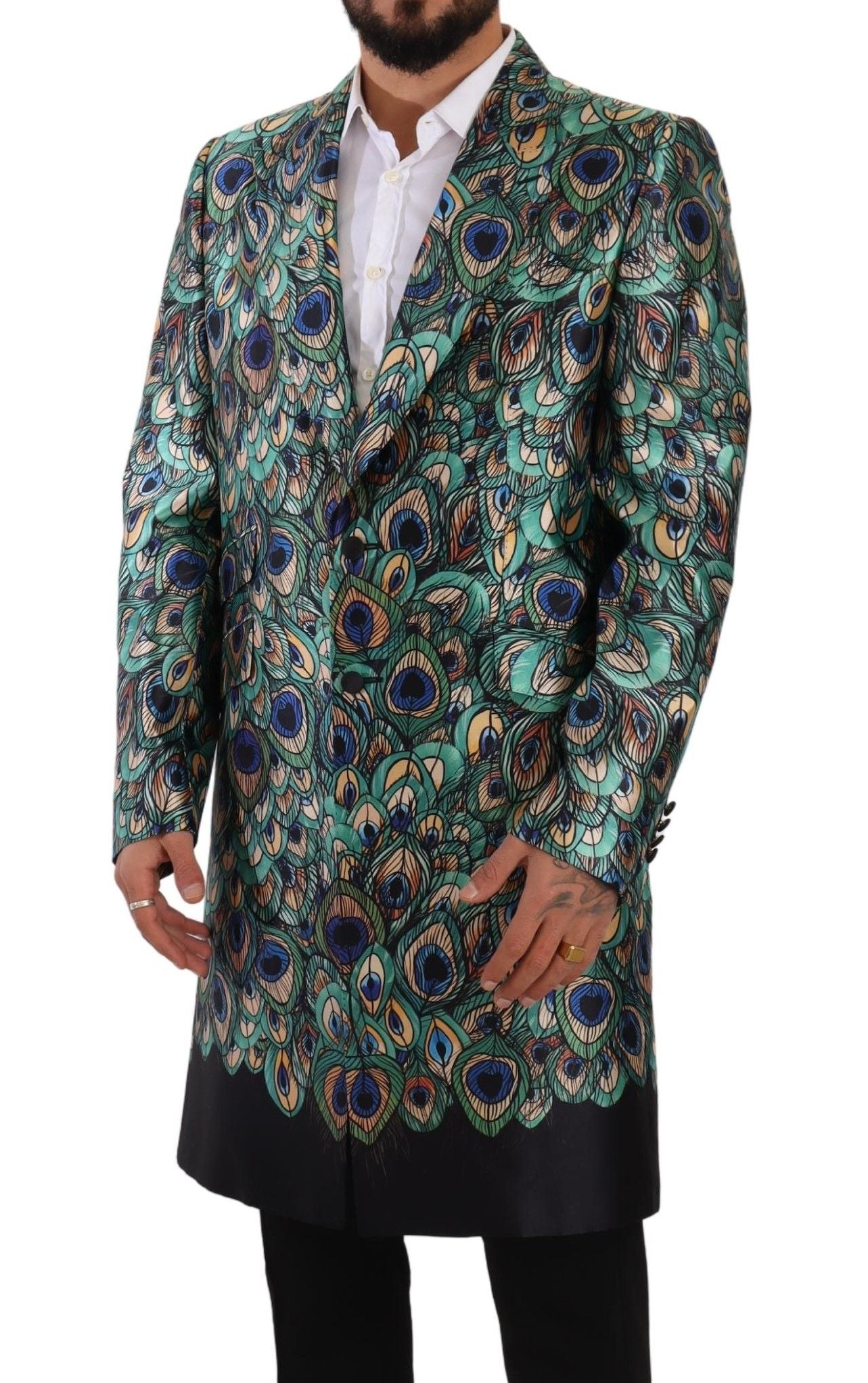 Elegant Multicolor Silk Overcoat Jacket