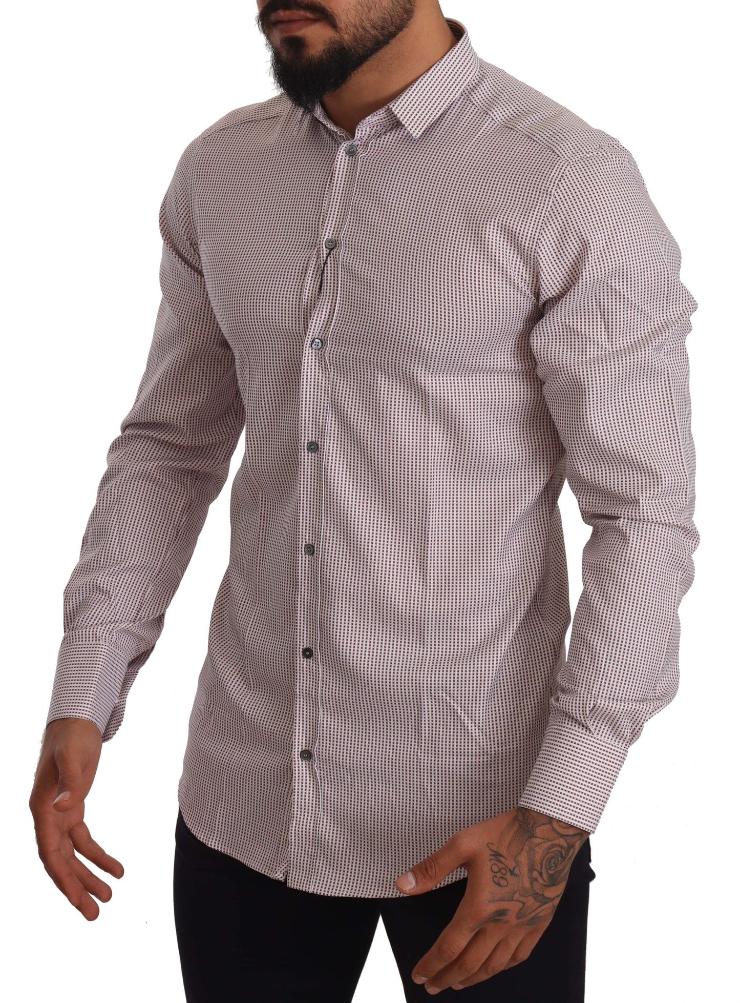 Elegant Slim Fit Red Cotton Dress Shirt