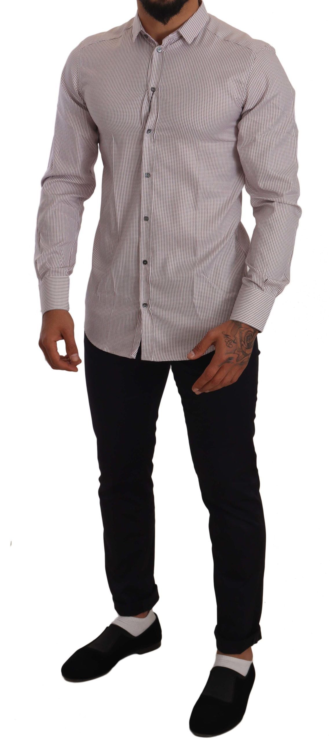 Elegant Slim Fit Red Cotton Dress Shirt