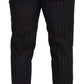 Elegant Black Striped Virgin Wool Suit