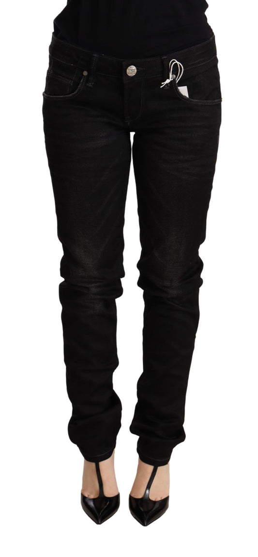 Black Low Waist Skinny Denim Cotton Trouser