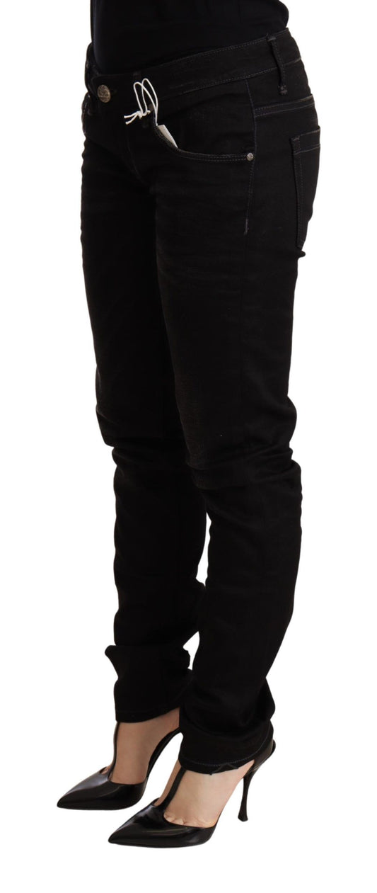 Black Low Waist Skinny Denim Cotton Trouser