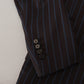 Elegant Black Striped Virgin Wool Suit