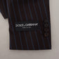 Elegant Black Striped Virgin Wool Suit